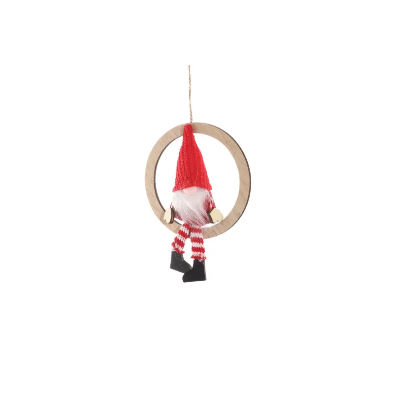 Gnome u drvenom krugu, viseći ukras 12 cm