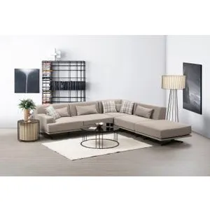 Atelier Del Sofa modularna ugaona garnitura Bentley, 4 elementa, 302 cm, konfiguracija L3-C-O1-PUF, bež