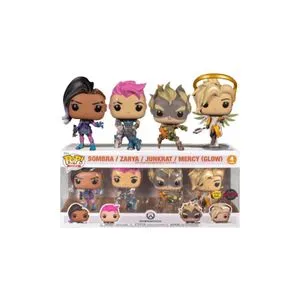 FUNKO Bobble Figure Overwatch POP! 4-Pack - Sombra, Zarya, Junkrat, Mercy (Glow)