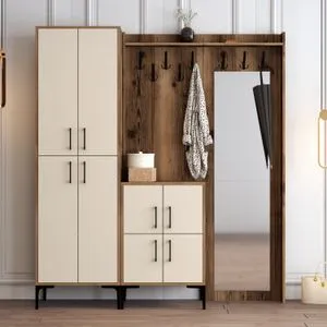 Hanah Home garderober za predsoblje Berlin ABC, 180 cm, orah / krem