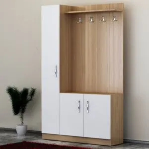 Hanah Home garderober za predsoblje Naturel, 110 cm, tik / beli