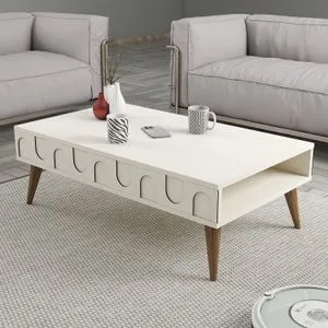 Hanah Home klub sto Lyon 34, 105 cm, krem / orah