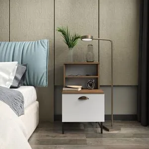 Hanah Home noćni ormarić Cressi, 45 cm, orah / beli