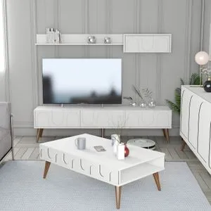 Hanah Home set nameštaja za dnevnu sobu Lyon 3, bela / orah