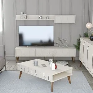 Hanah Home set nameštaja za dnevnu sobu Lyon 3, krem / orah