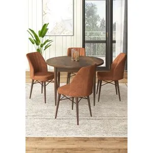 Hanah Home trpezarijski set Rox, sto i 4 stolice, Baroque / ciglastocrvena