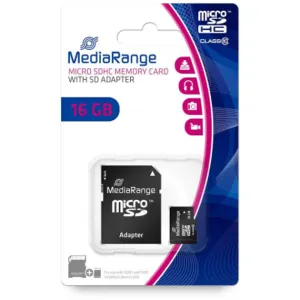 Micro SDHC memorijska kartica MediaRange 8GB Class 10 sa adapterom