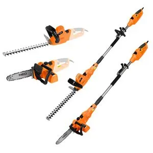 NEO TOOLS Set baštenski alat sa teleskopskom ručkom – testera + makaze za živu ogradu – 04-634