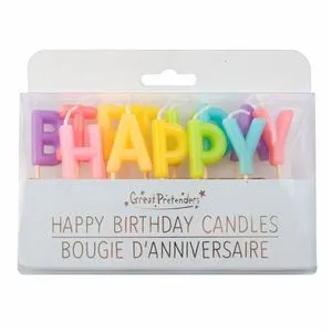 Set sveća - Happy Birthday u duginim bojama