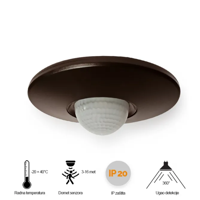 SENZOR SAMOSTALNI ST05H 360° IP20 CRNI