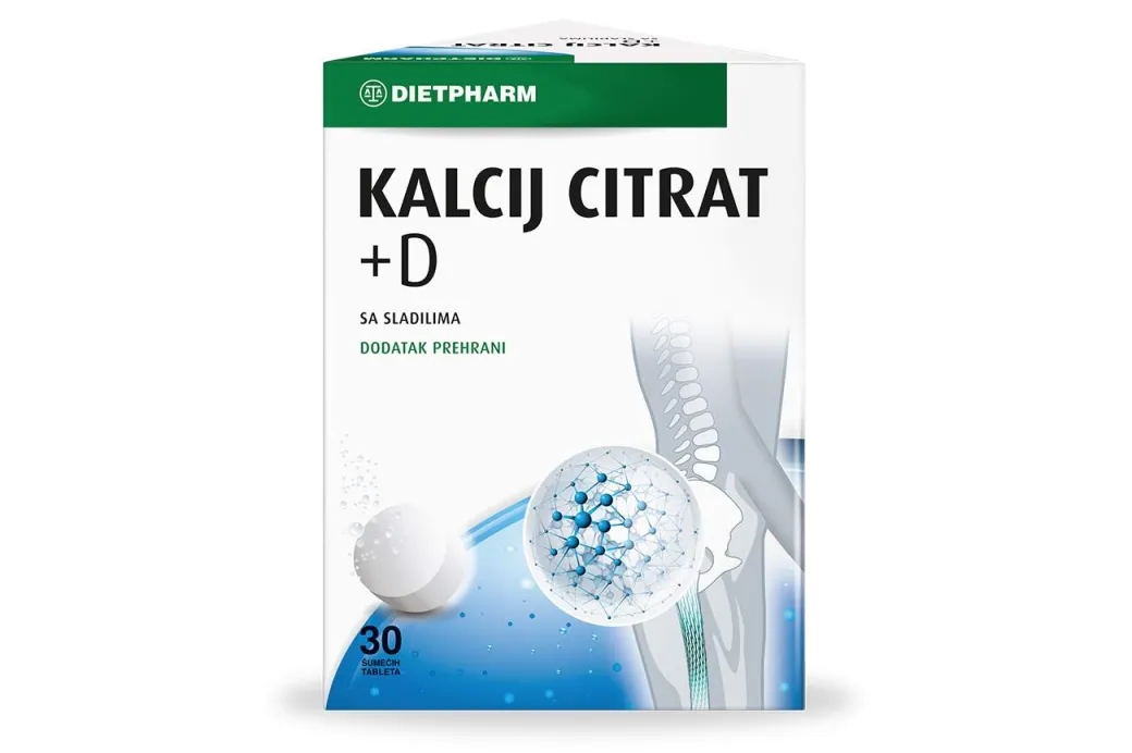 Dietpharm Kalcijum citrat + D, 30 šumećih tableta