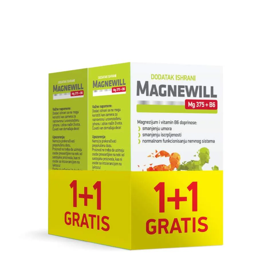 Magnewill Mg + B6, 30 kapsula 1+1 GRATIS