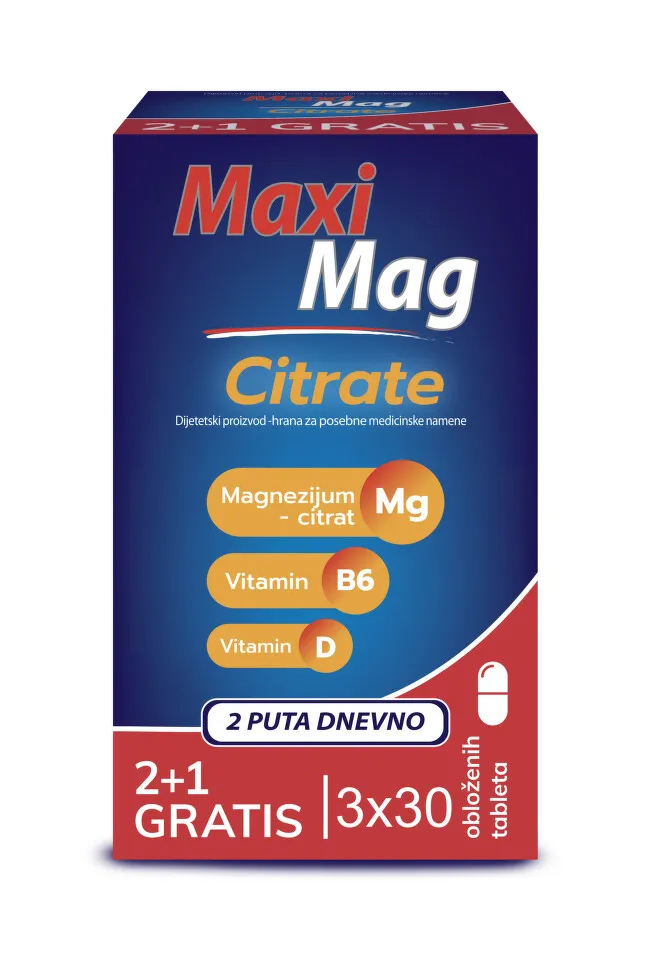 Maxi Mag Citrat, 30 tableta 2+1 GRATIS