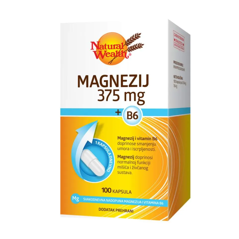 Natural Wealth Magnezijum 375 + B6, 100 kapsula