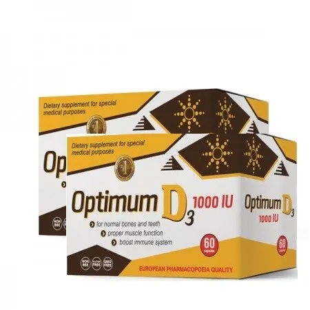 Optimum D3 1000IU, 60 kapsula 1+1 GRATIS