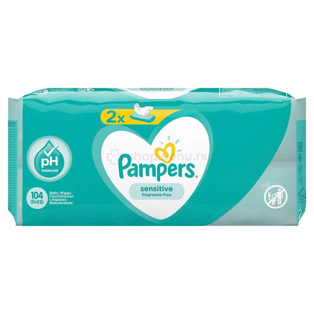 Pampers vlažne maramice Sensitiv 2x52 komada
