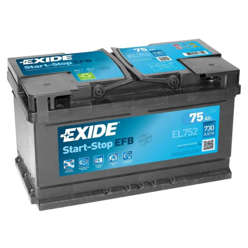 EXIDE Start-Stop Akumulator 12V 75Ah 730A EFB desno+
