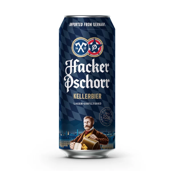 Pivo Hacker Pschorr Minhenski Kellerbier 0,5l limenka 24 x 0.5L Limenka