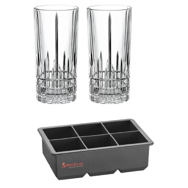 Set 2 čaše + posuda za led Spiegelau PERFECT Ice Cube 2 x čaša + gumena posuda za led