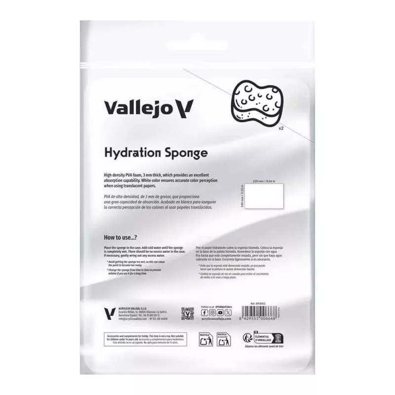 2 Reusable hydration sponges (220 x 140 mm)