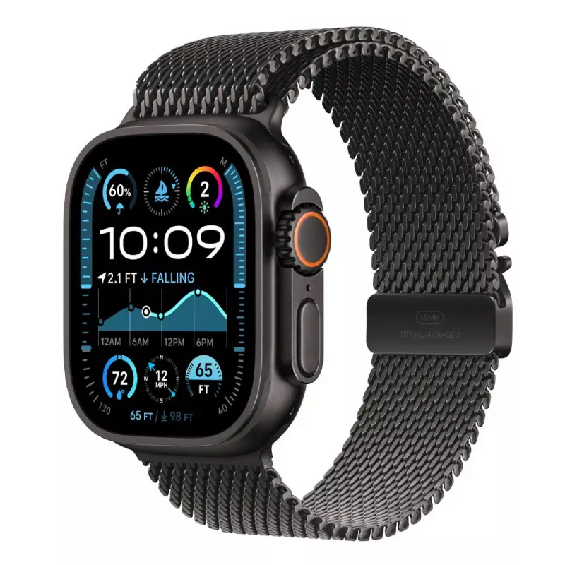 Apple Watch Ultra2 v2 Cellular 49mm Black Titanium Case with Black Titanium Milanese Loop - M