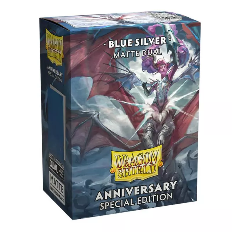Dragon Shield Dual Matte Sleeves Cobalt & Silver (100 Sleeves)