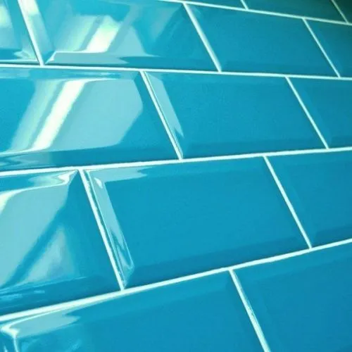 Aqua blue biselado brillo 10x20cm zidna pločica
