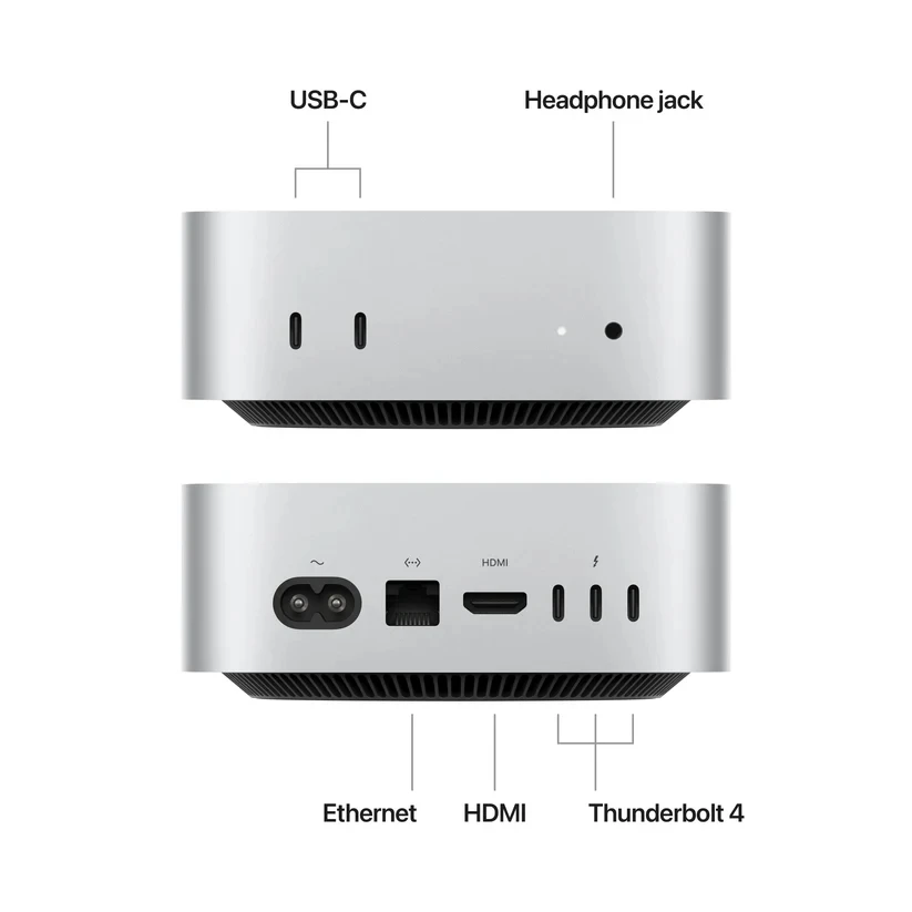Apple Mac mini M4 (MCYT4ZE/A) mini PC Deca Core Apple M4 24GB 512GB SSD Apple GPU macOS srebrni