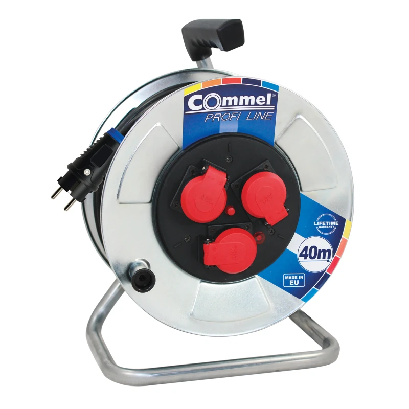 Commel c0928 produžni kabl sa motalicom metalni bubanj 3 utičnice 16A 230V 25m