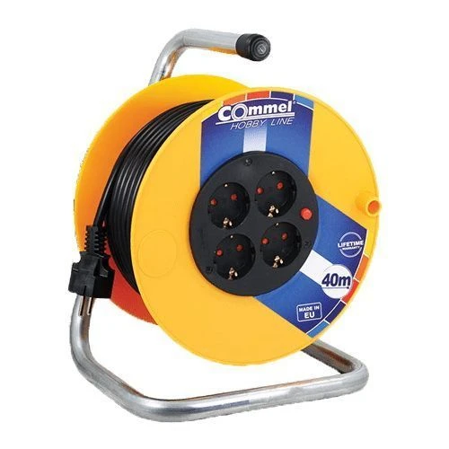 Commel (c0956) produžni kabl sa motalicom 4 utičnice 280mm 40m žuta