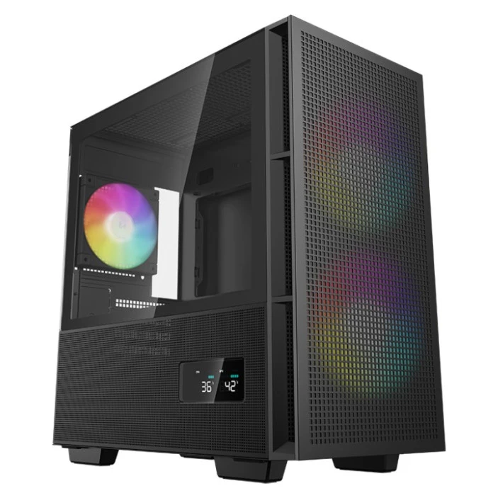 Deep Cool CH360 kućište - mATX, Dual Status Display, 2x 140mm LED ventilatora, 1x 120mm ventilator, staklena strana, USB - C