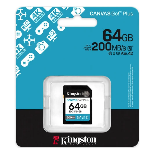 Kingston Technology Canvas Go Plus Gen4 memorijska kartica - 64GB, SDXC, 200MBs, Class 10, UHS - I U3, V30