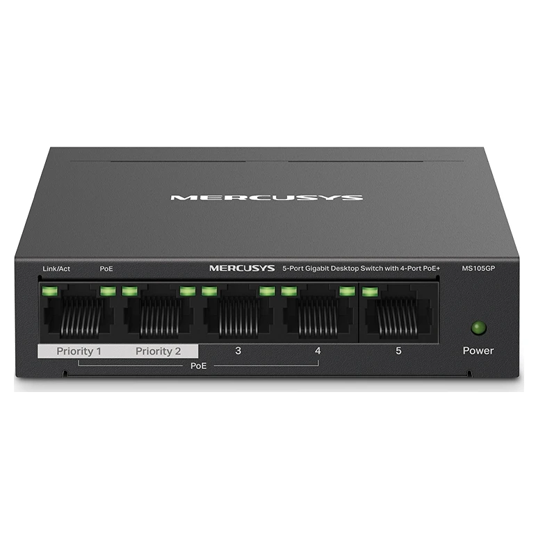 Mercusys MS105GP 5-Port Gigabit Desktop Switch with 4- Port PoE+