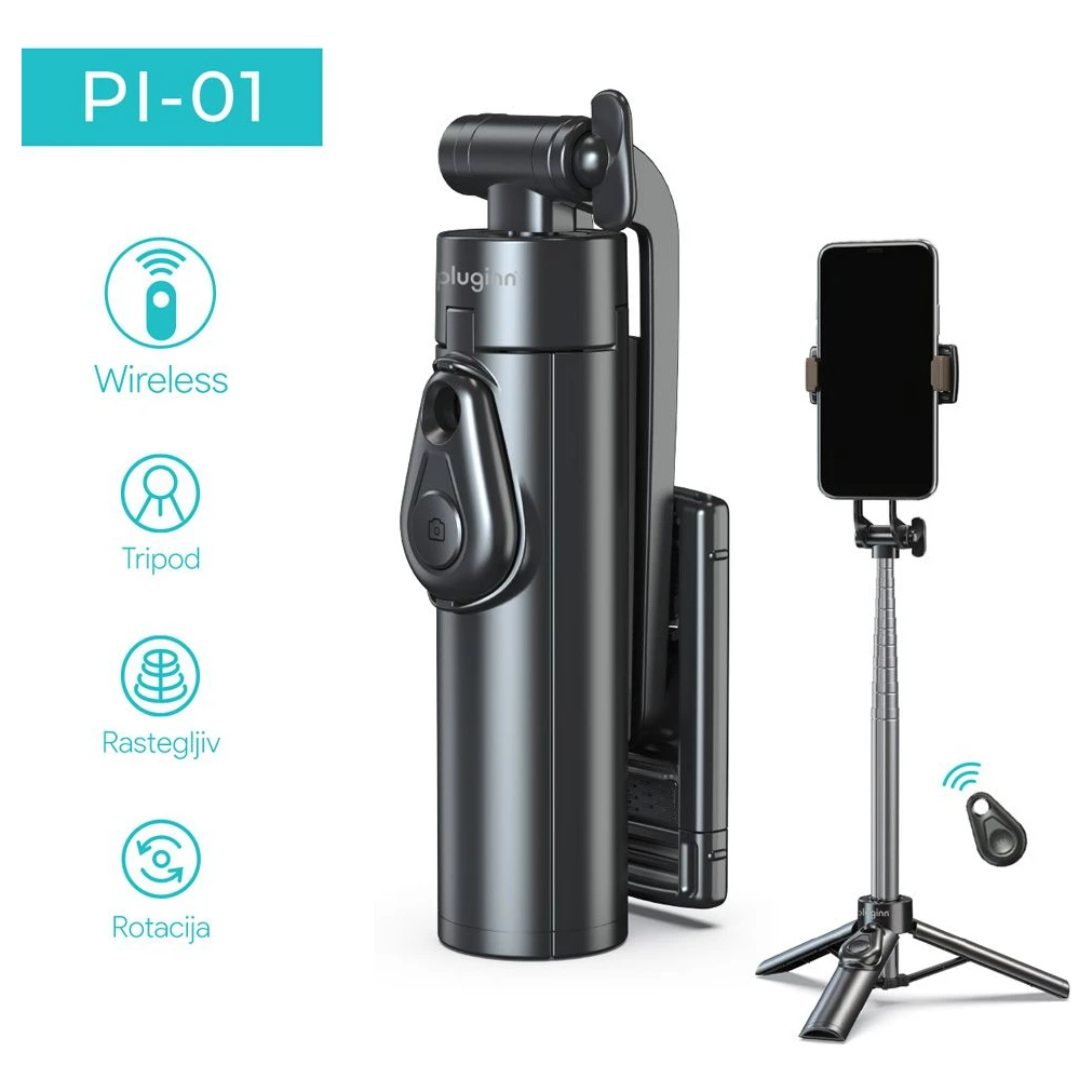 Pluginn PI-01 Tripod i selfie štap crni