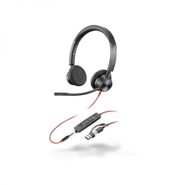 Poly Blackwire 3325 Stereo USB-C + USB-C/A + 3.5mm plug MS Teams certificate crne slušalice