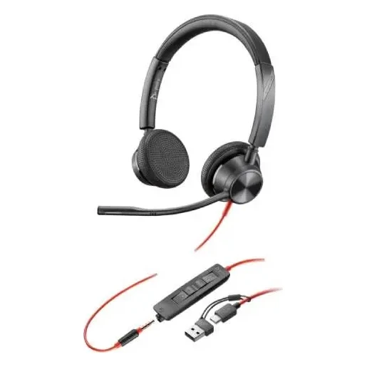 Poly Blackwire 3325 Stereo USB-C + USB-C/A Adapter crne slušalice
