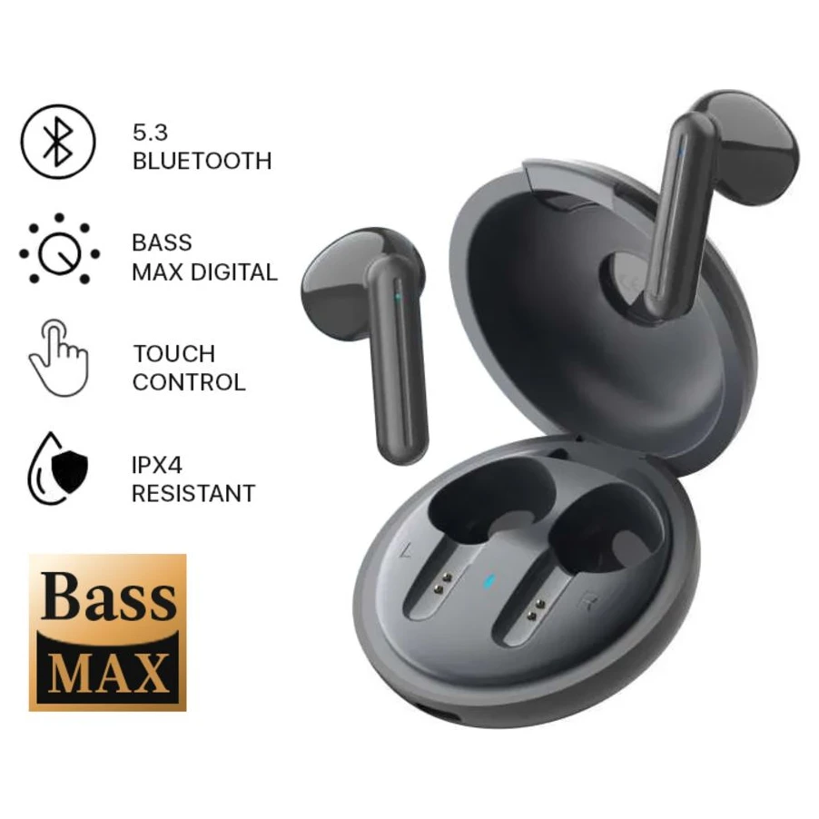 RED Airpods T-phox M67 Bluetooth bubice crne