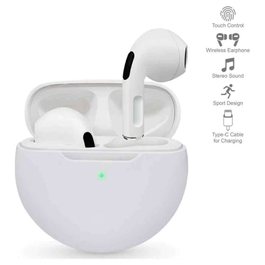 RED Airpods T-phox Pro Bluetooth bubice bele