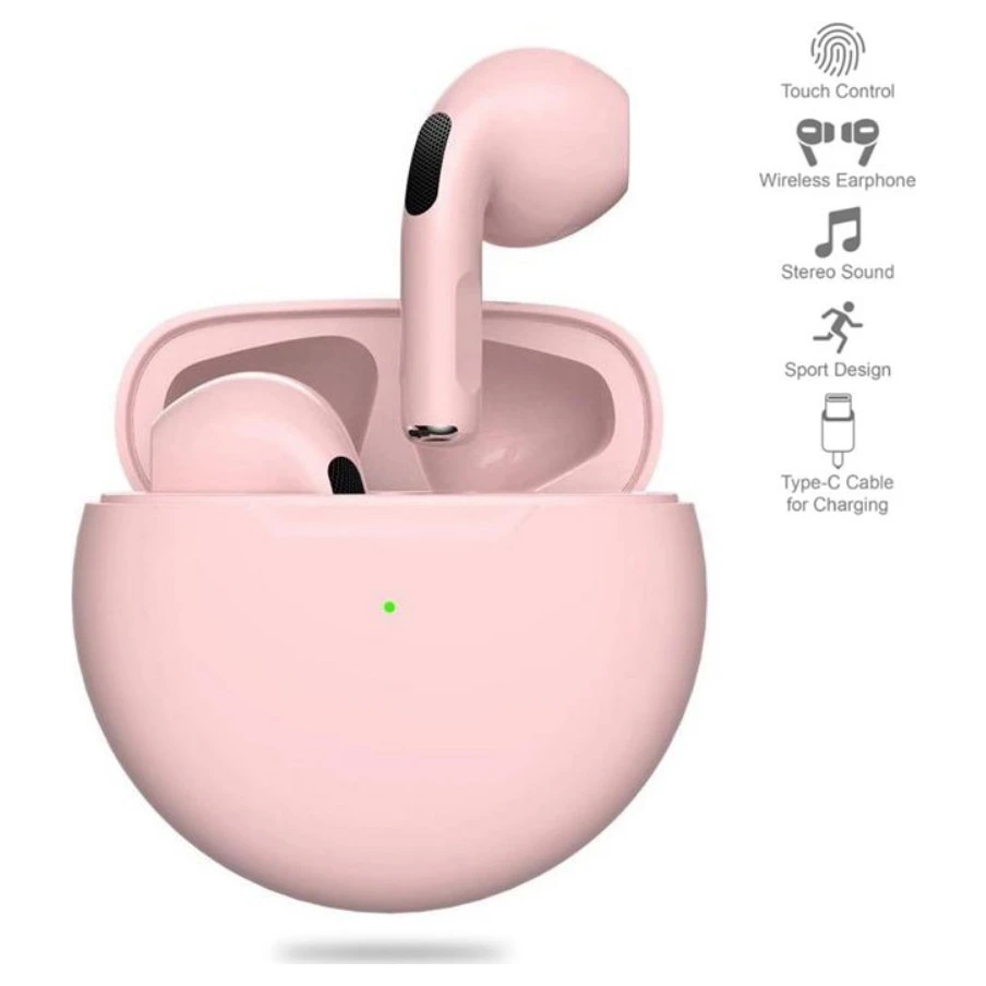 RED Airpods T-phox Pro Bluetooth bubice roze