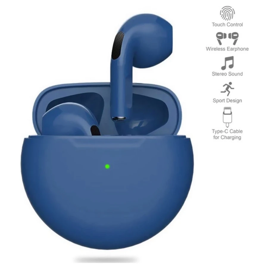 RED Airpods T-phox Pro Bluetooth bubice tamno plave