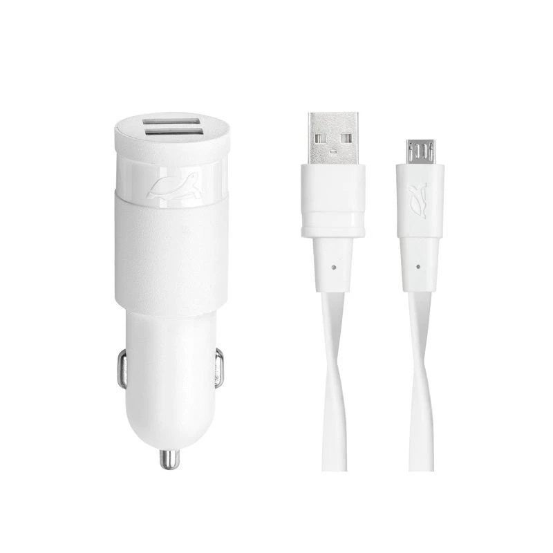 Rivacase Rivapower VA4222 (rpva4222white) auto punjač za telefone 2xUSB+kabl micro USB beli