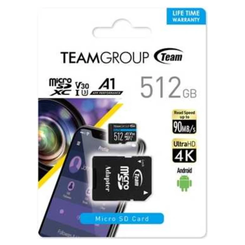Team Group TEAUSDX512GIV30A103 Micro SD kartica - 512GB, UHS - I U3, V30, A1, 10090MBs, SD adapter