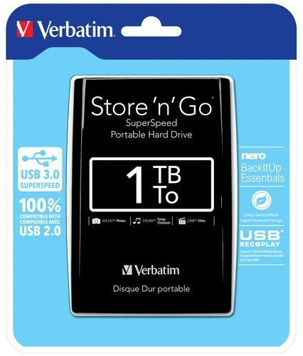 Verbatim 1TB (53023) Eksterni Hard disk Crni