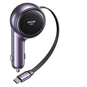 Wekome WP-C50 Punjač za auto sa flat kablom USB-C 60W ljubičasti