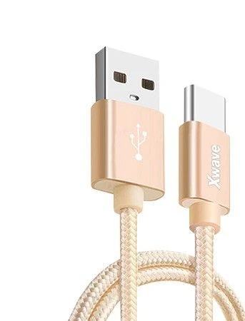 Xwave kabl za punjae USB A 3.0 (muški) na USB C 3.1 (muški) 2m zlatni upleteni
