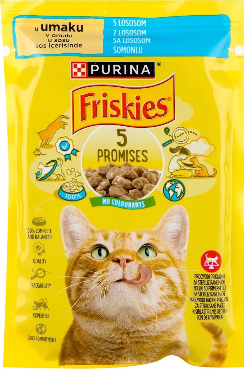 5 PROMISES kompletna vlažna hrana za odrasle mačke - losos, 85 g