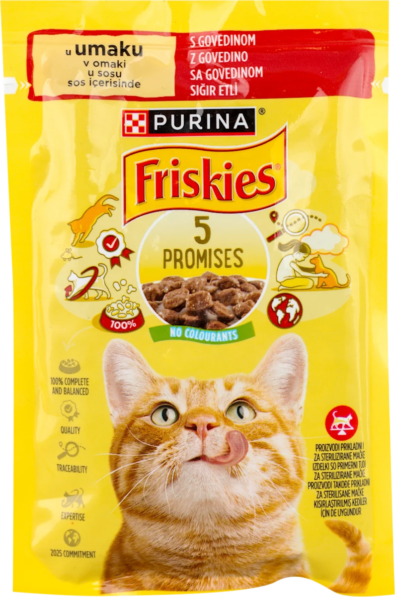 5 PROMISES kompletna vlažna hrana za odrasle mačke - govedina, 85 g