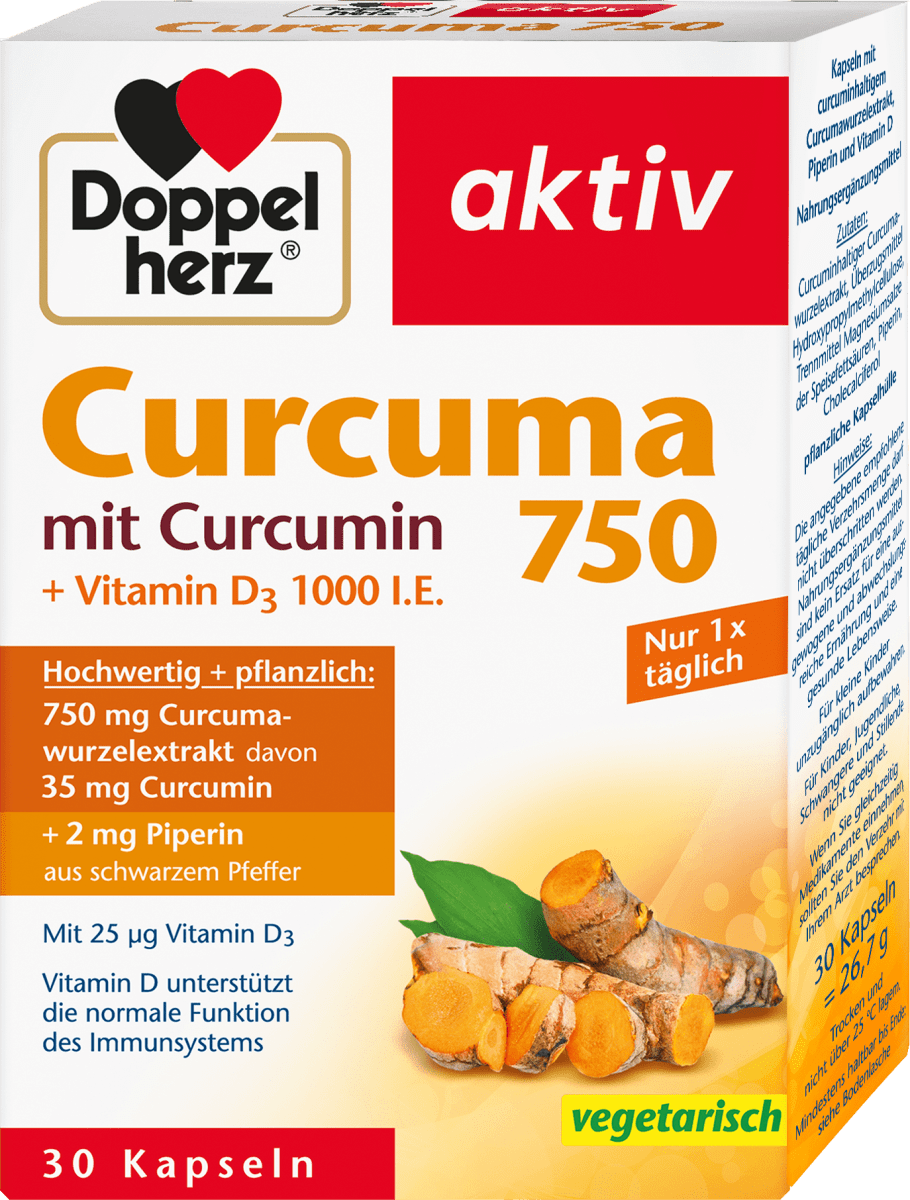 aktiv - Curcuma 750 kapsule sa kurkuminom + Vitamin D3 1000 I.E., 30 kom