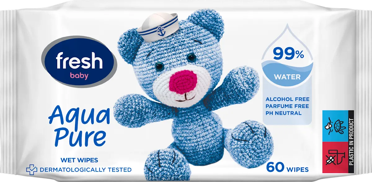 Aqua Pure 99% voda vlažne maramice za bebe, 60 kom