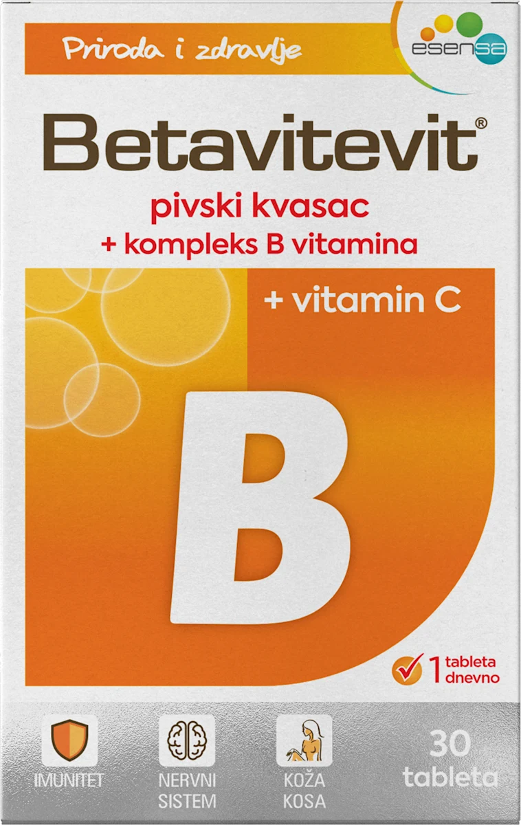 Betavitevit tablete: pivski kvasac + kompleks B vitamina + vitamin C, 30 kom